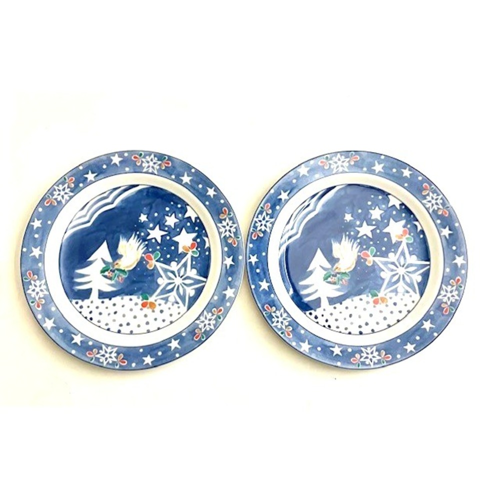 Set of‎ 2  Noritake Epoch Mr Snowman 7 5/8" Salad Plates Christmas